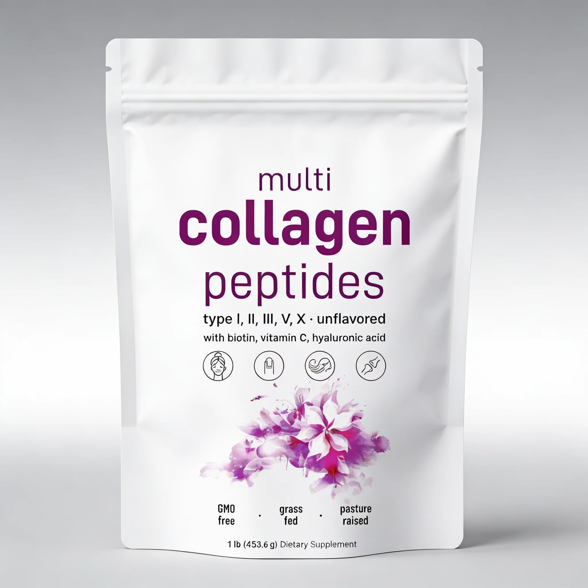 Colágeno Hidrolizado en Polvo Tipo I II III V X |   Mezcla de Carne de Res y Pollo Alimentados con Pasto |   Suplemento Multifuncional de Caldo de Huesos + Péptidos