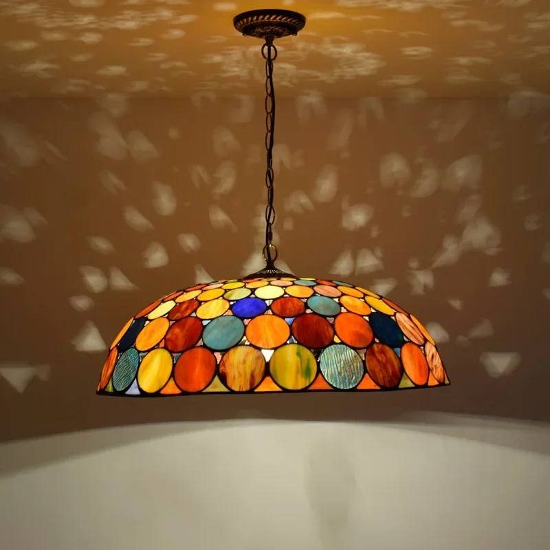 Bohemian Stained Glass Ceiling Chandlier Creative Tiffany Pendant Lamp for Bar Cafe Living Room Dining Room Bedroom