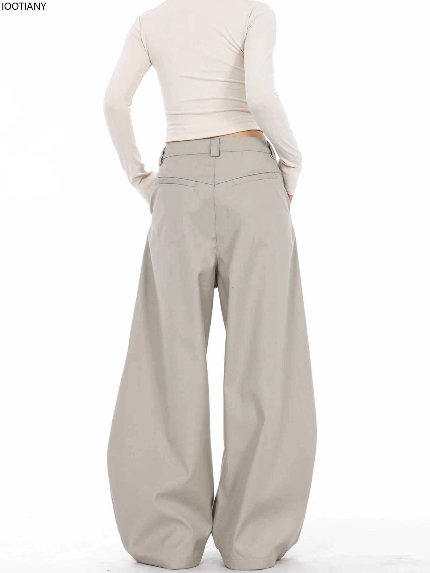 High Waist Women Suit Pants Straight Office Ladies Korean Fashion Trousers Casual Button Loose Female Black Pants New 2025