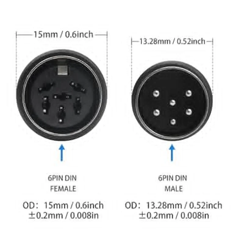 1m DIN 6 PIN Extension Cable, 9.8 feet 6 PIN DIN Male to Female Plug AV Adapter Audio Socket for Digital Audio Devices
