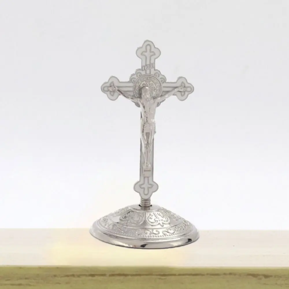 레트로 스탠드 교회 십자가 장식품 종교 수제 합금 십자가 장식품 공예 도금 골드 동상 교회