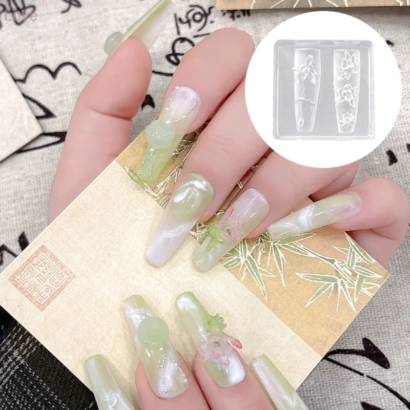 [L & P] 1pc Lotus 3d Silicone moule Lotus Nail Art décorations ongles bricolage conception Silicone ongles moule ongles accessoires