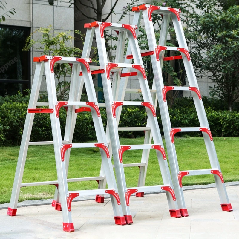 

Extra Thick Aluminum Alloy Folding Ladder A Frame Dual Sided Multi Purpose Ladder Portable For Home Construction Warehouse