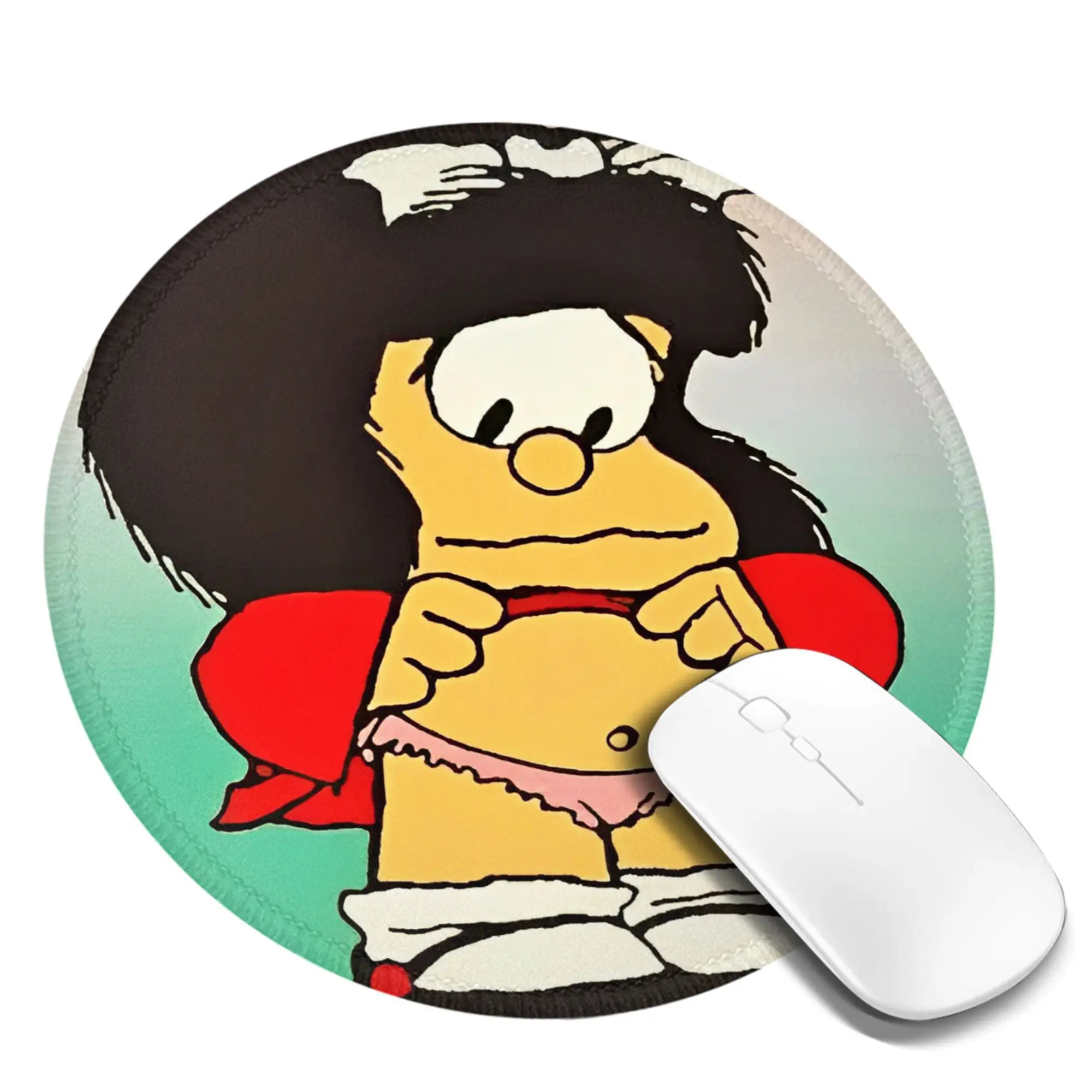 

Mafalda комикс мультфильм Kawaii круглый коврик для мыши модный резиновый игровой коврик для мыши для ноутбука водонепроницаемый узор коврики для мыши