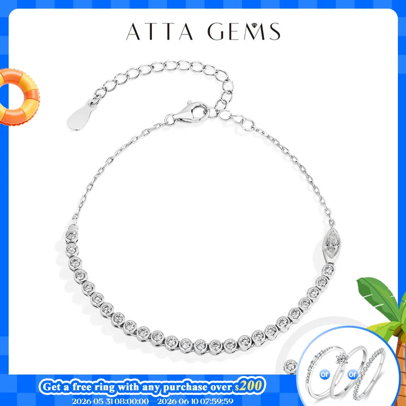 

ATTAGEMS Adjustable Moissanite Tennis Bracelet Original Snake Shape S925 Sterling Silver for Women Birthday Gifts Jewelry 16+5cm