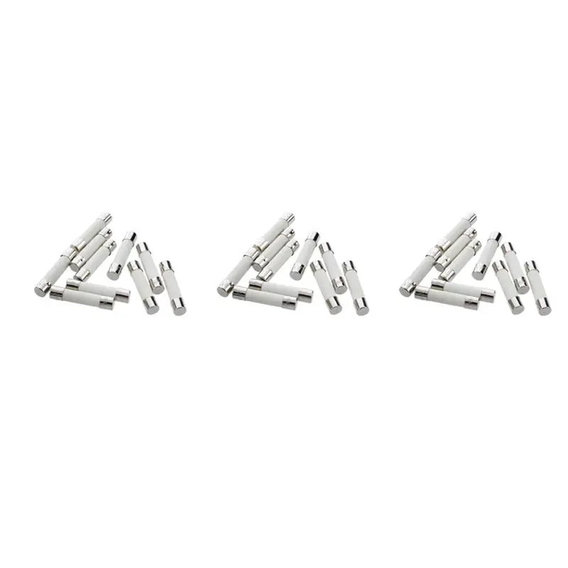 A93E-30 Pcs AC 250 V 15 A 6 X 30 Mm, High Speed Kick Cylindrical Fuse Tube · White + Silver
