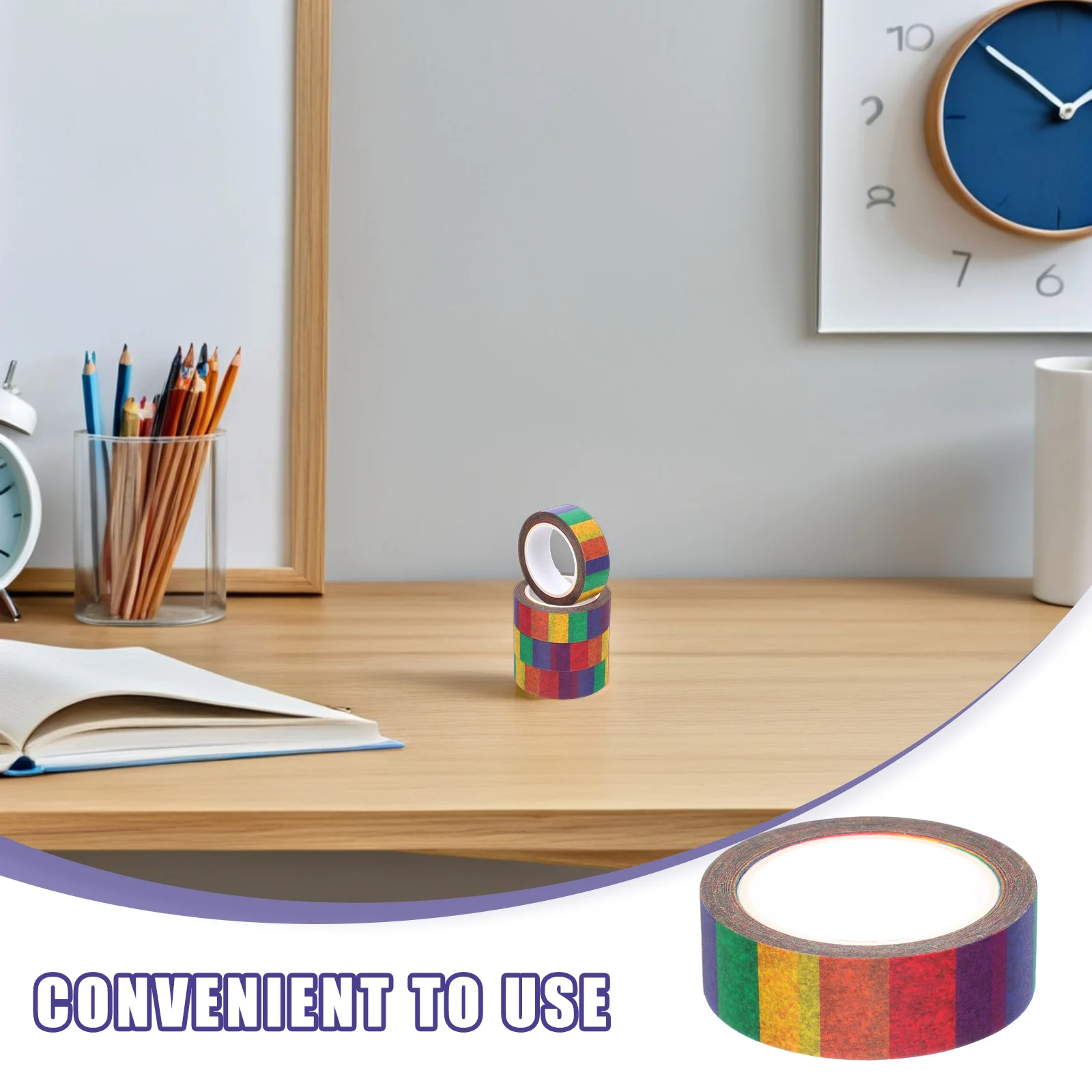 4 قطعة شريط اشي قوس قزح المشارب التصاق قوي سجل القصاصات مخطط DIY بها بنفسك الحرفية شريط مزخرف ملصق ملصقات ورقة #5