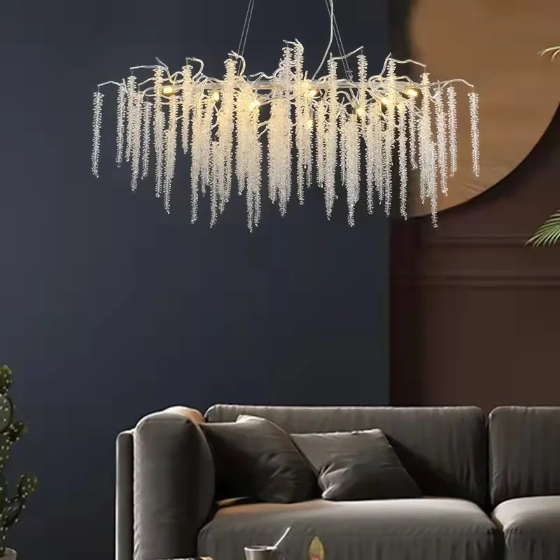 Modern Crystal Dining Room Pendant Lights Art Glass Branches Hanglamp Living  Bedroom Lighting  LEDFixtures Gold Metal G9 Bulb