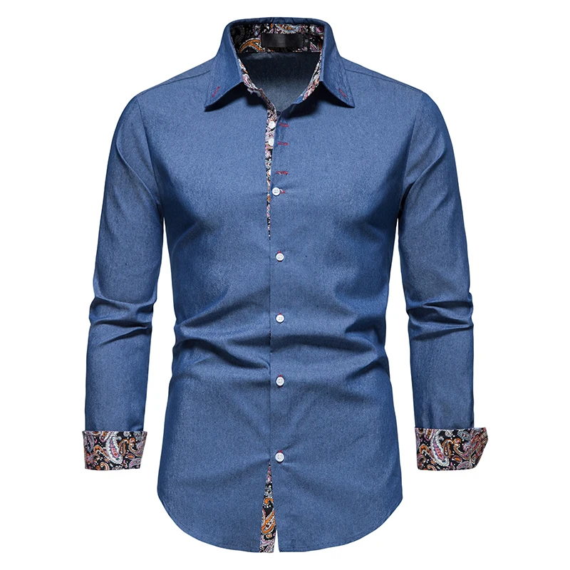 

Hit Color Paisley Cowboy Shirt Men 2024 Brand Slim Fit Long Sleeve Mens Dress Shirts Casual Button Up Shirt Men Camisas Hombre