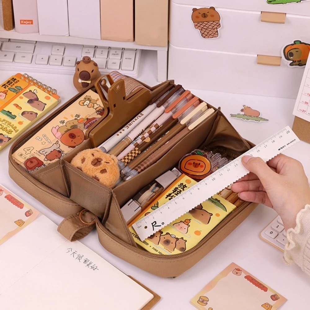 

Creative 5 Layers Pencil Bag Large Capacity Solid Pen Pouch Stationery Organizer Pencil Case School Office