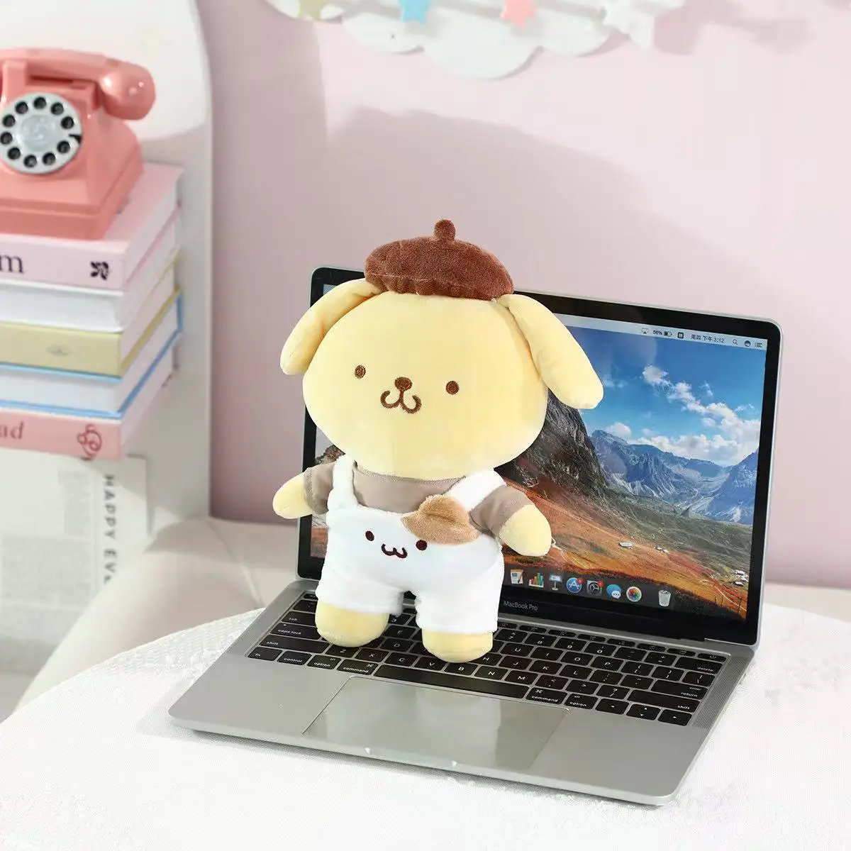 25cmの新しい取り外し可能なプリン犬のぬいぐるみ、ぬいぐるみ、漫画アニメのかわいい枕、子供の誕生日プレゼント、楽しい人形