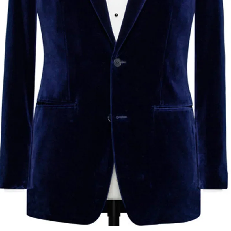 Velvet Men Suit Jacket for Prom Wear Dinner 1 Piece Royal Blue Smoking Blazer Notch Lapel 2024 Male Tops Coat American Fashion