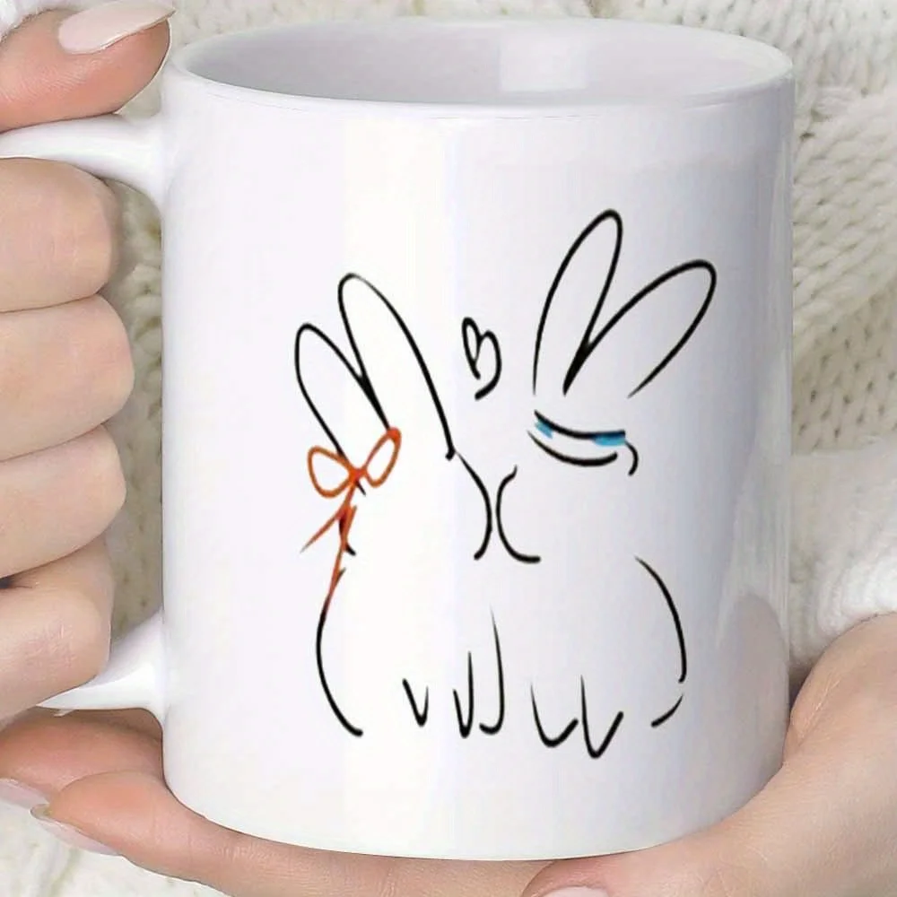 

1pc Cute bunny-patterned mugs, fun gifts for the kitchen and dining room, coffee mugs, tableware accessories