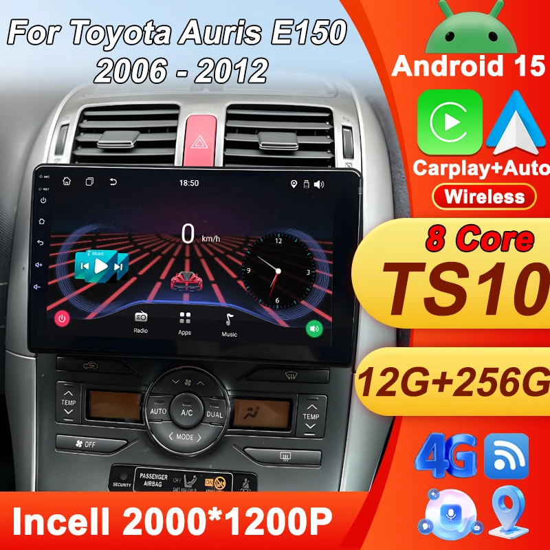 

2Din Android Car Radio Multimedia Player For Toyota Auris E150 2006 - 2012 Autoradio CarPlay Navigation GPS Touch Screen 5G Wifi