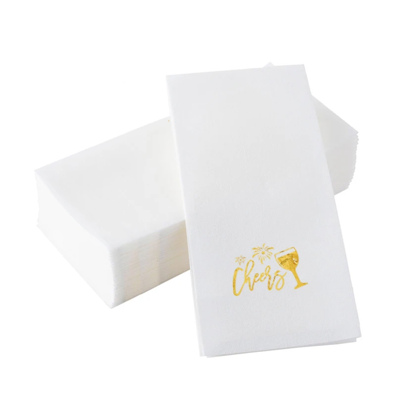 

100Pcs 33×33CM 3-layer Gold foil napkin Holiday company gathering and going out