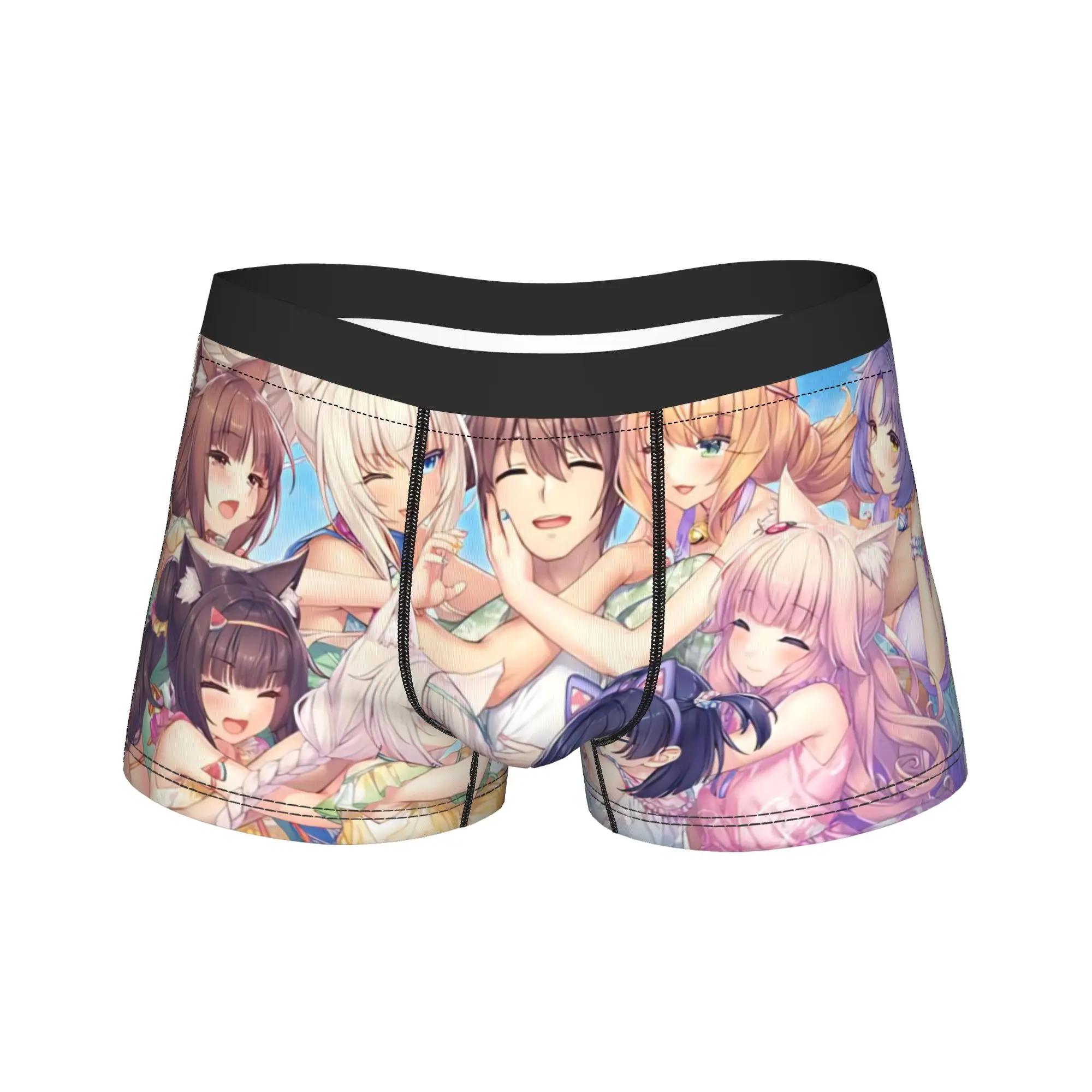 Men Cartoon Nekopara Anime Game Underwear  Funny Boxer Briefs Shorts Panties Male Breathable Underpants Plus Size