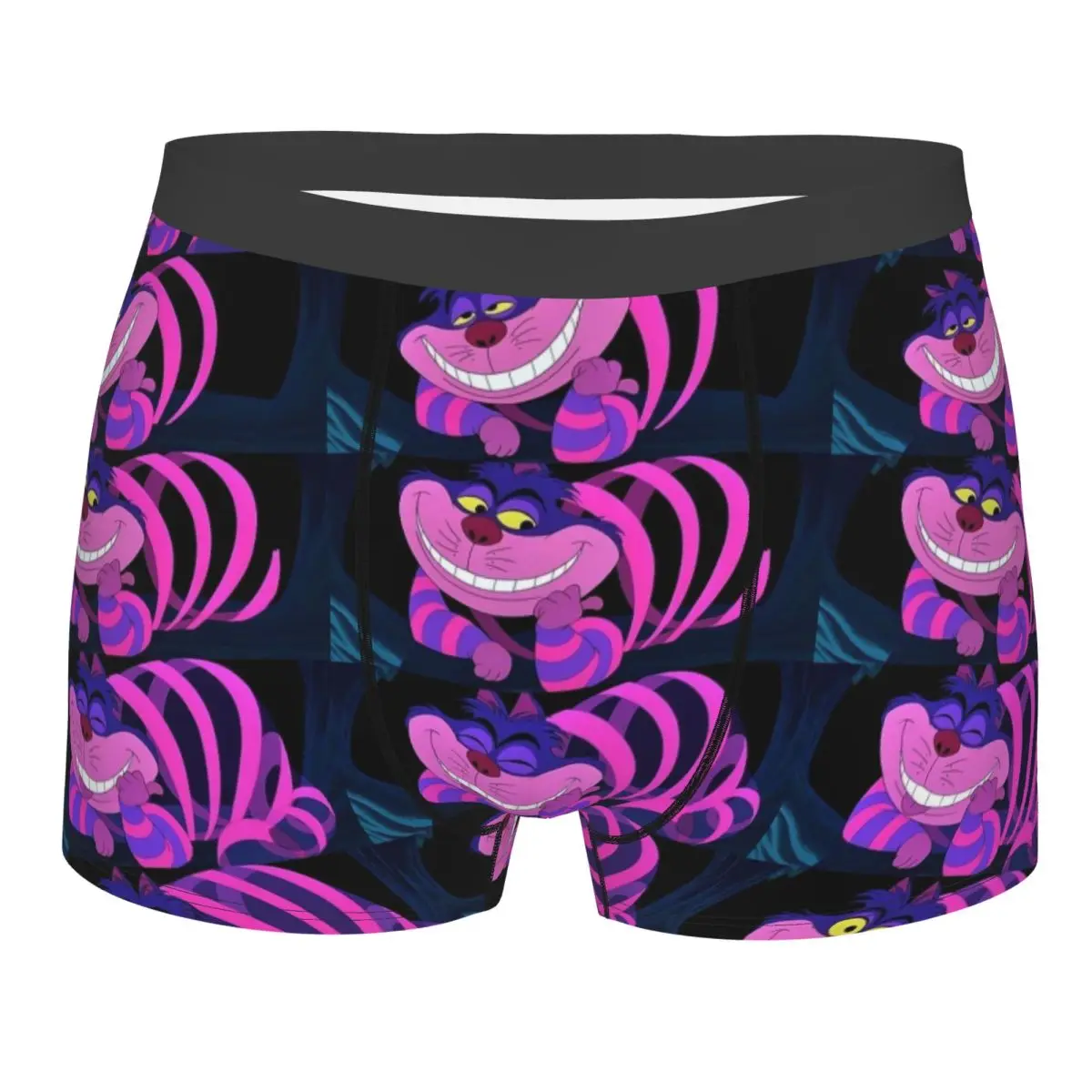 Ropa interior personalizada de dibujos animados de gato de Cheshire para hombre, calzoncillos Boxer de Alicia en el país de las Maravillas, pantalones cortos transpirables, bragas, calzoncillos