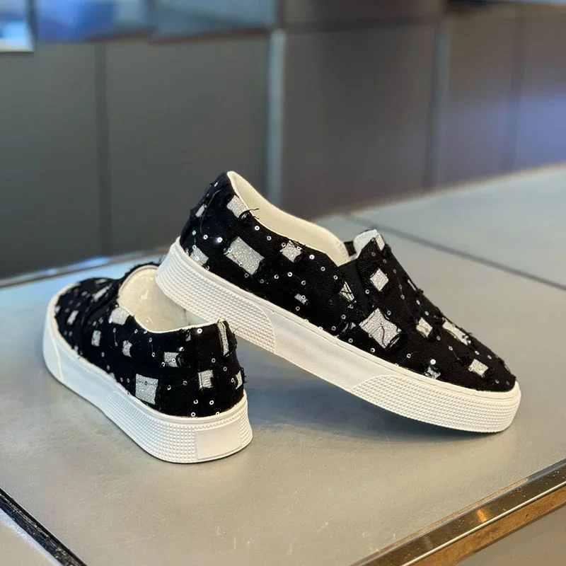 

Кроссовки с низким берцем, массивные мужские туфли без шнуровки с блестками, дизайнерская роскошная обувь, модная мужская повседневная обувь высокого качества для отдыха