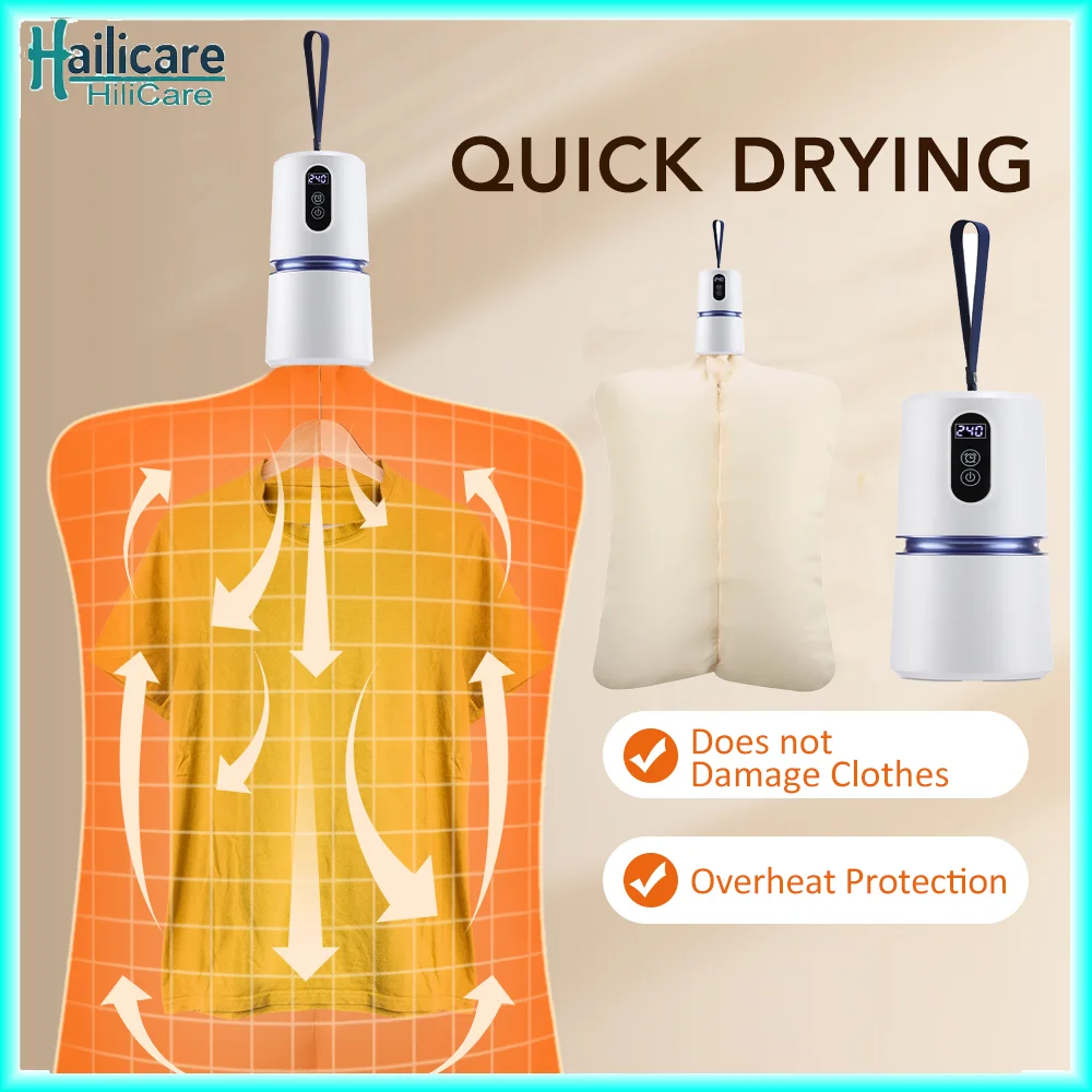 

Electric Portable Clothes Dryer Small Quiet Clothing Fast-Drying Machine Adjustable Timer Home Travel Clothing Fabric Dryer