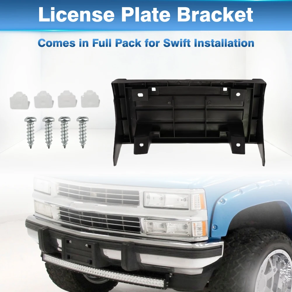 

For Chevrolet Blazer GMC C1500 C2500 C3500 K1500 K2500 Yukon GT Front Bumper License Plate Mounting Bracket GM1068102 15990676