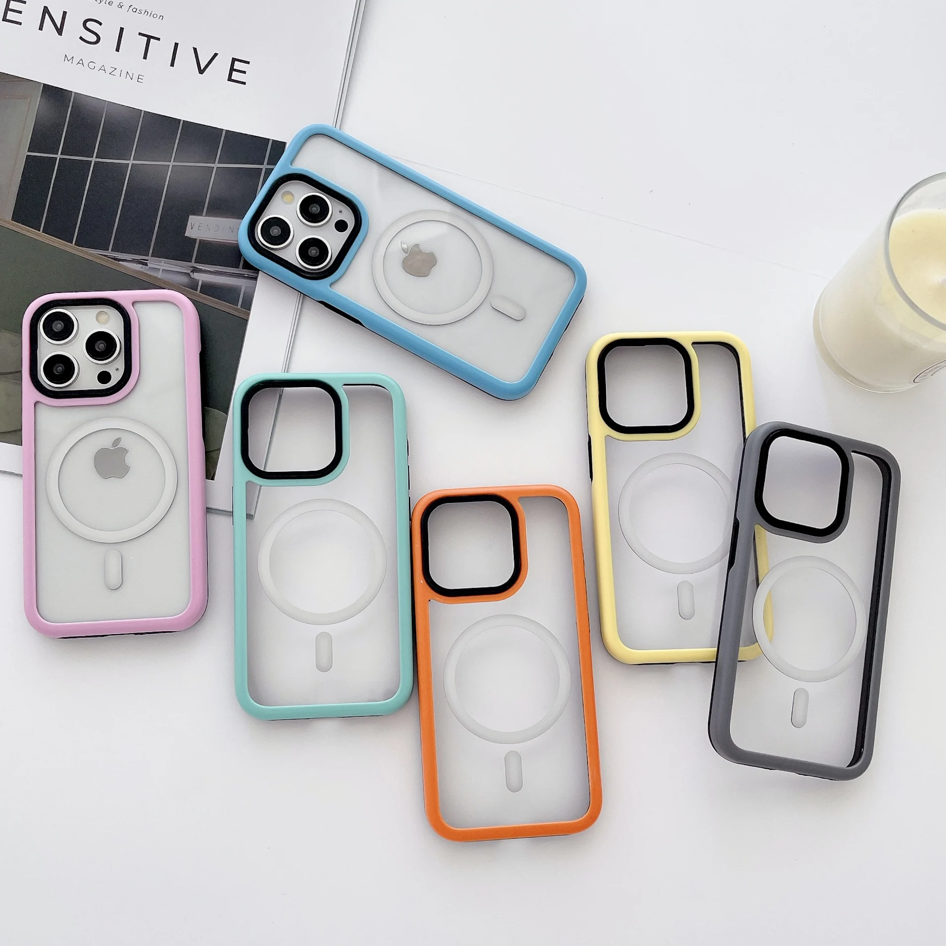 Candy Color Transparent Magnetic Cover For iPhone 16 Pro Max 16 Plus Wireless Charging Case For iPhone 15 Pro 14 13 Hard Cases