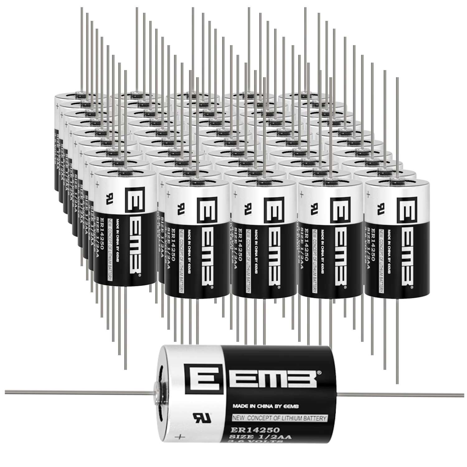 

50PCS EEMB 3.6V 1/2 AA Battery ER14250-AX Lithium Battery with AX Pin 14250 1200mAh Batteries customizable