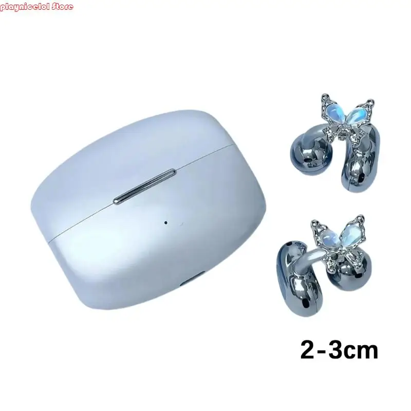 E8ba Sparkling Rhinestones Butterfly หูฟังตกแต่งโลหะเครื่องประดับคลิปคลิป Charm