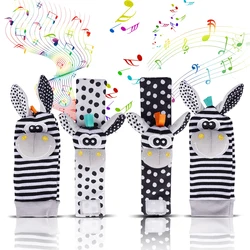 4PCS/SET Baby Rattle Socks Wrist Strap Rattles Set Cute Stuffed Animals Foot Finder Socks 0~12 Months For Infant Newborn Gift