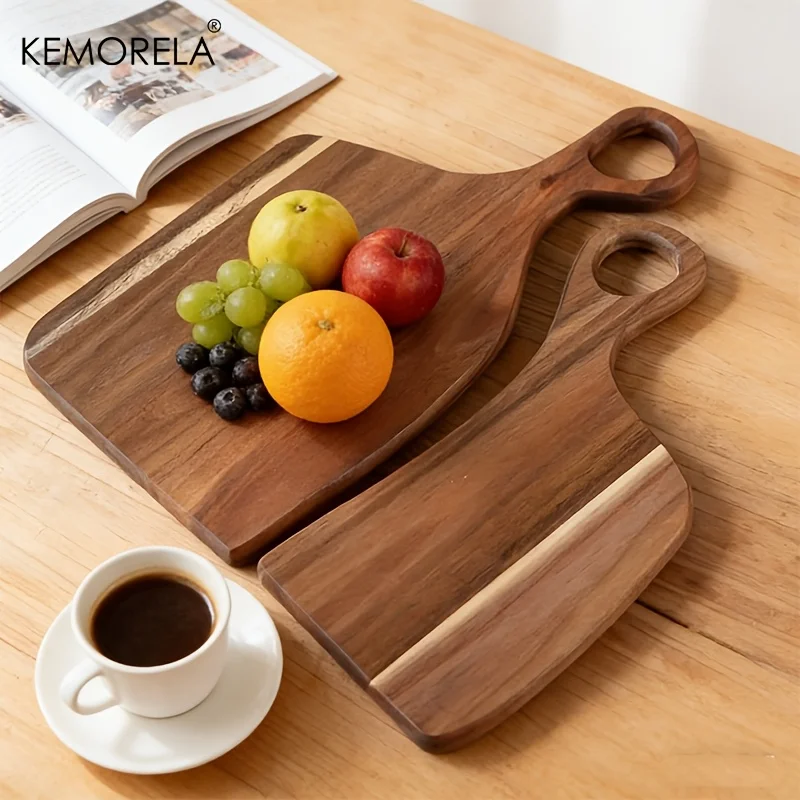 1/2PCS Handmade Acacia Wood Cutting Boards - Featuring Wood Grain Design Sturdy Boards with Hanging Holes for Cooking And Baking