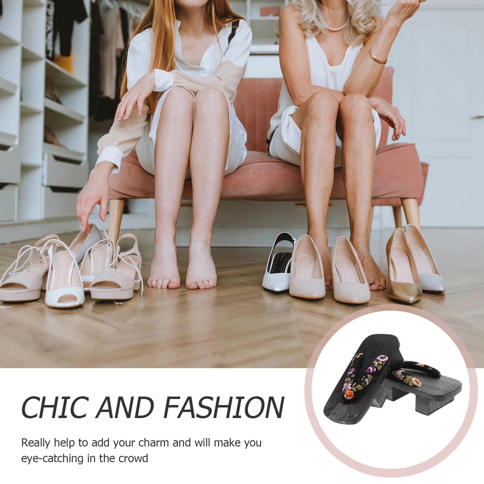 1 Pair Wood Clogs Slippers Summer Platform Sandals Two-Toe Casual Slippers For Men Women Flower Black 38 23Cm 6Us