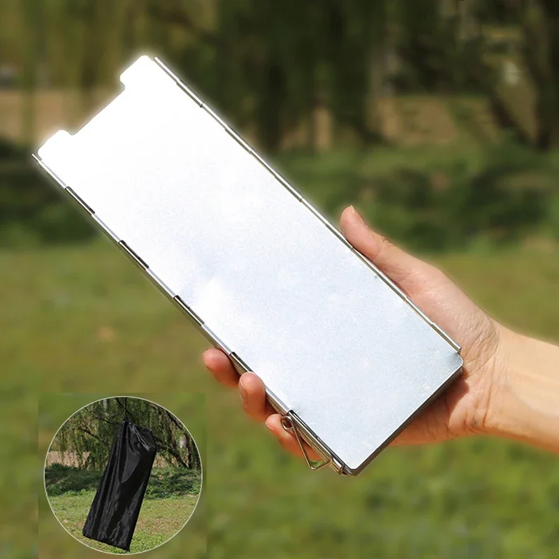 

9/10/12 Plates Camping Stove Windscreen Folding Outdoor Stoves Windscreens Lightweight Windshield Heat Shield Picnic Tool