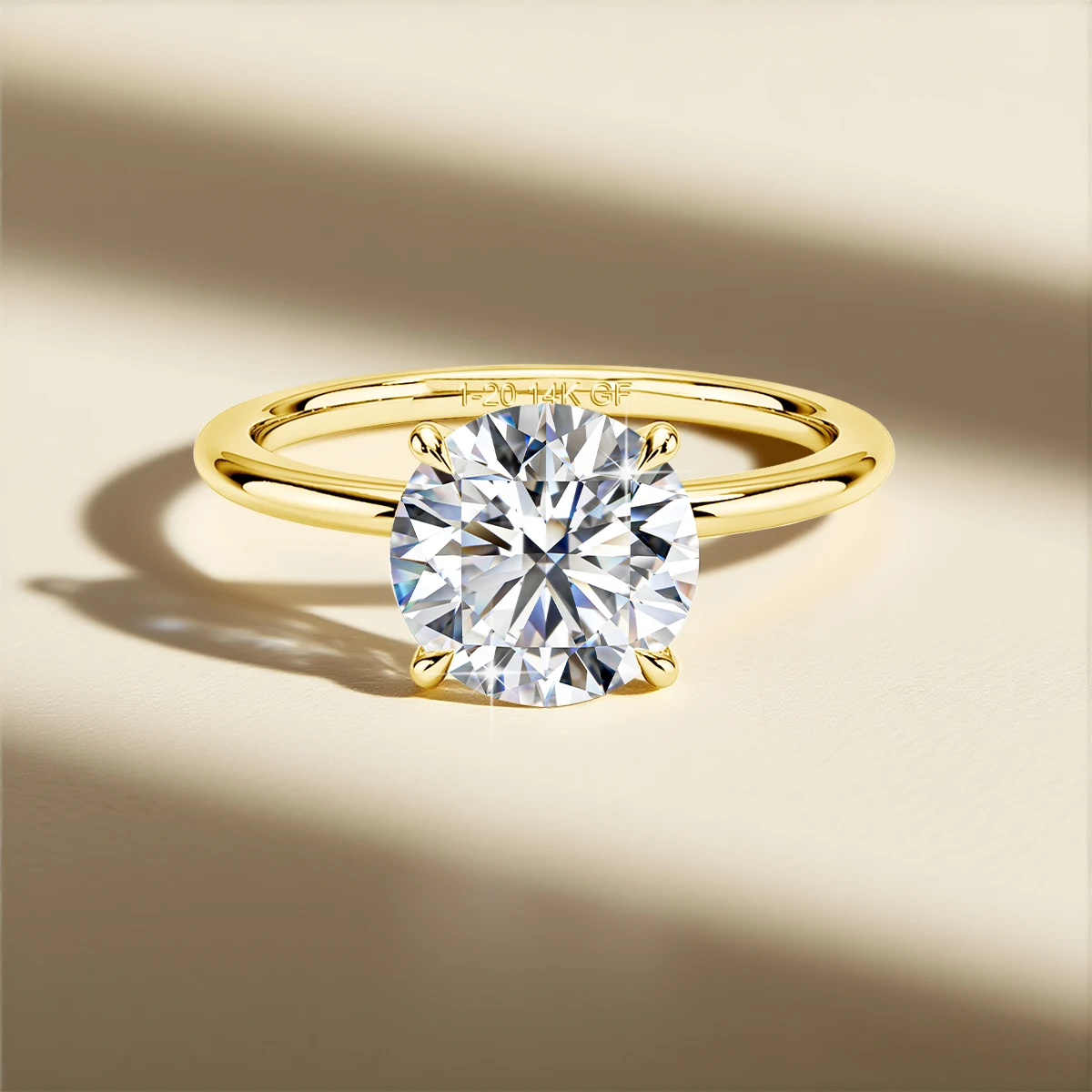 

14K Gold Filled Wedding Band Women Solitaire Moissanite Ring Ladies Christmas Gifts Colorfast Non-allergic AU585 Gold Jewelry