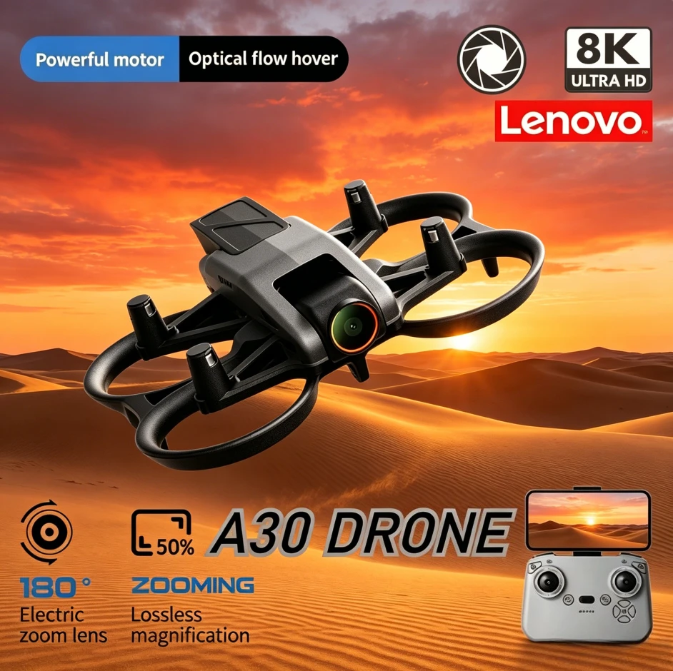 

Lenovo A30 PRO Aerial Photography Drone Foldable RC Quadcopter 4K HD Camera Full Surround Safety Protection Frame