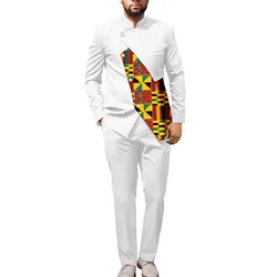 African Clothing Dashiki Printed Jacket with Ankara Pants 2 Piece Set Dress Suit Outwear for Wedding