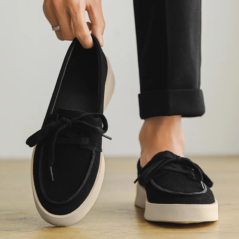 خيارات متعددة الألوان على الطراز القديم للرجال، لون خالص، سهلة الارتداء، مريحة، ناعمة، كعب مسطح، أحذية بدون كعب للمشي منخفضة الأعلى #4