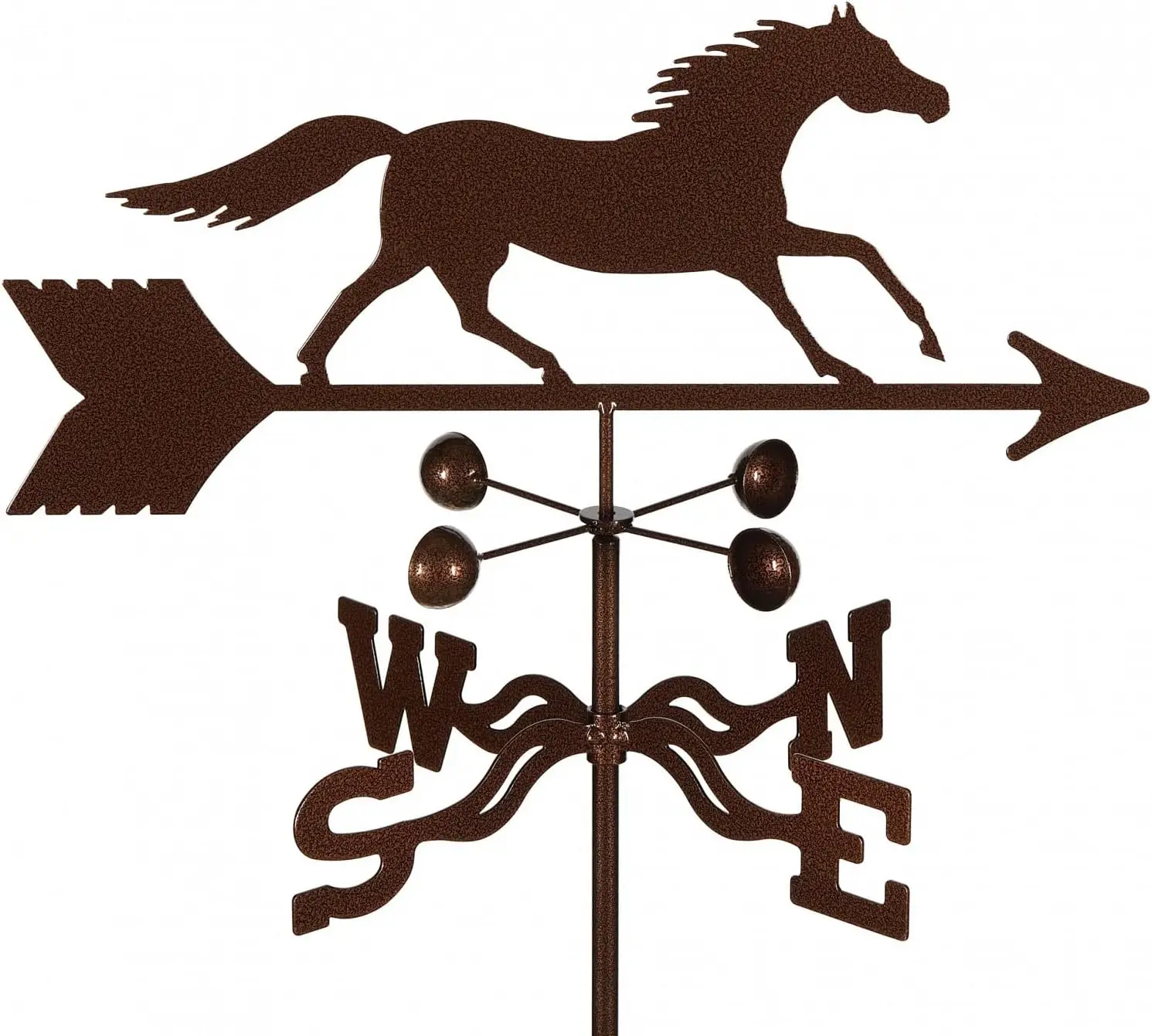 Steel Horse Weathervane Roof Wind Cups Running