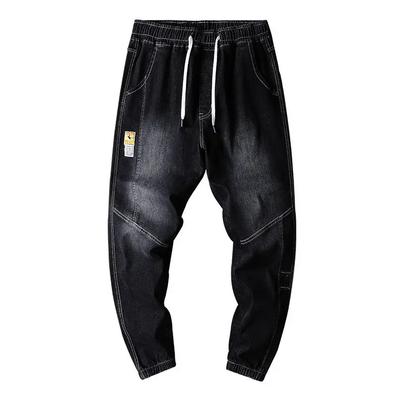 Summer Thin Denim Casual Pants Men's Loose Dirt Resistant Sport Nine Points Workwear Trousers Straight Leg Fit Jeans