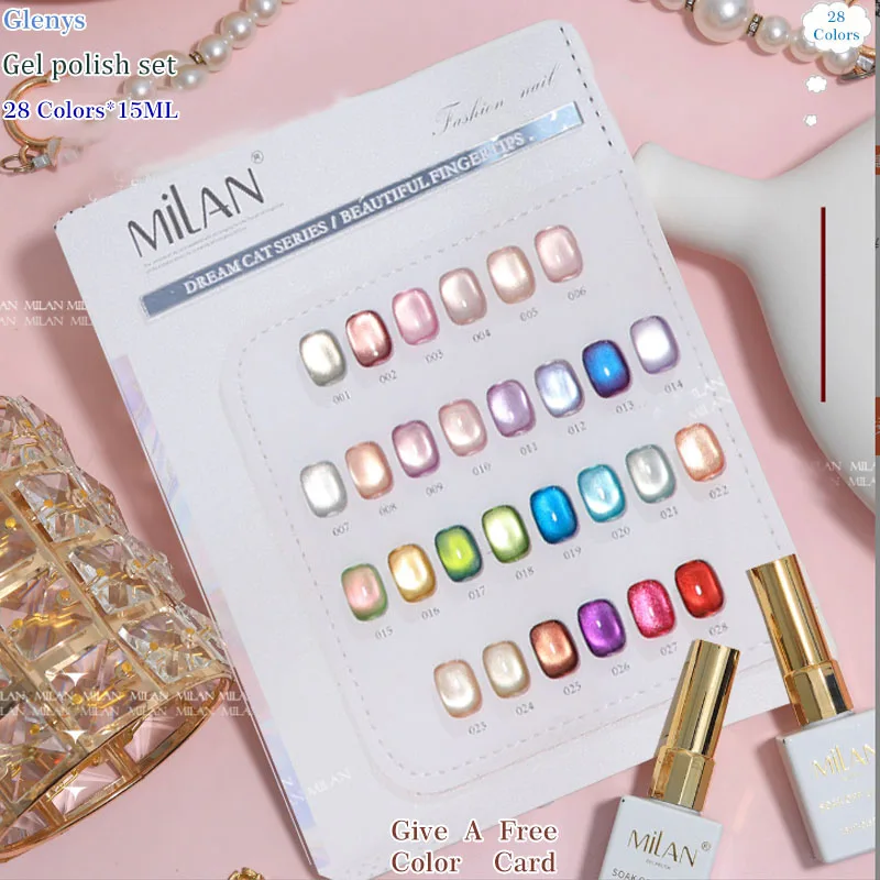 

Glenys 28 Color nail polish Net Red Popular Soaking gel Super Whitening Atmosphere Laman Color Card Nail Salon Clearcoat Set