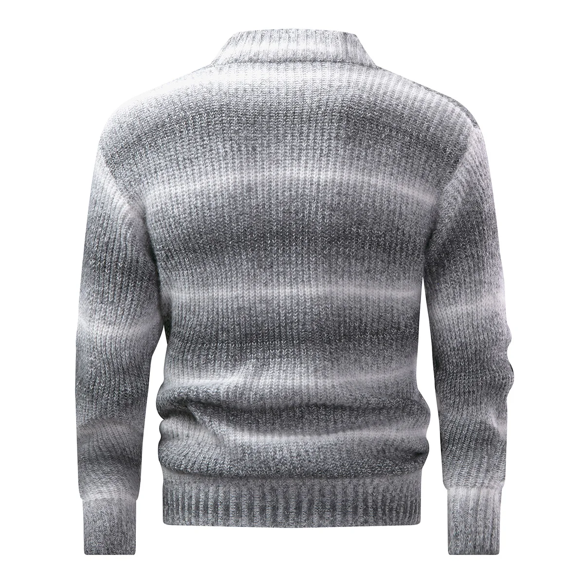 Men's new thick warm pullover knit sweater, striped crew neck sweater, simple daily casual style