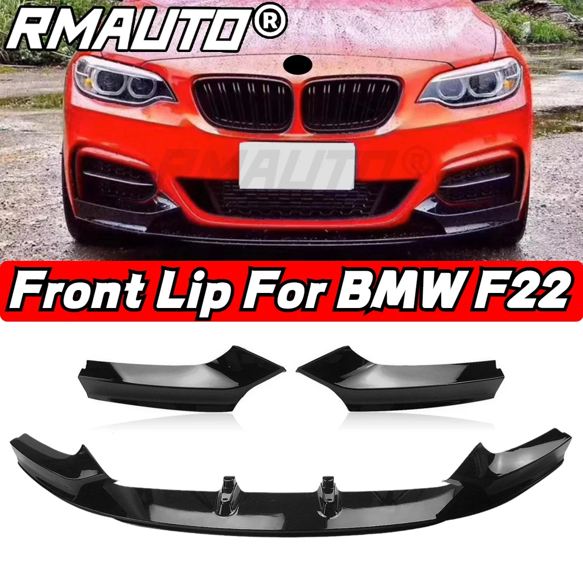 

RMAUTO Car Front Bumper Spoiler Lip Splitter Guard Aprons Cover Body Kit For BMW 2 Series F22 F23 2014-2021 Car Accessories