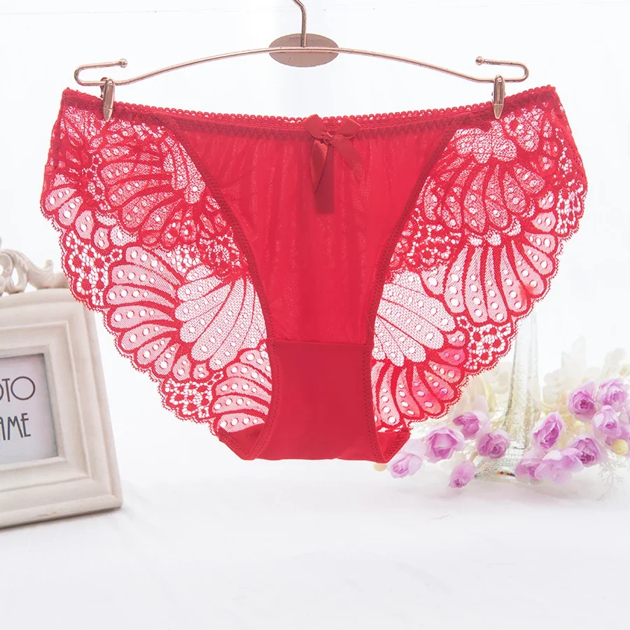 Hot Selling Item Fashion Women Underwear Sexy Lace Transparent Low Waist Hollow T Back Panties Lady Briefs Big Size M-3XL