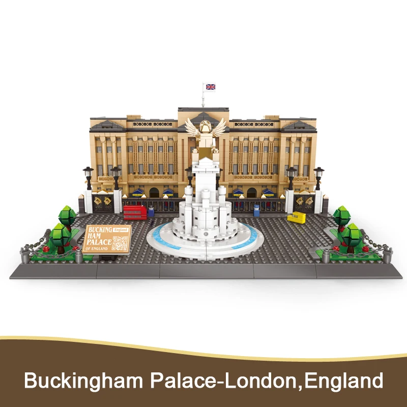 Famous Architecture England Buckingham Palace 1695PCS Puzzle Building Block Set MOC Bricks Kid's Educational Toy 6224