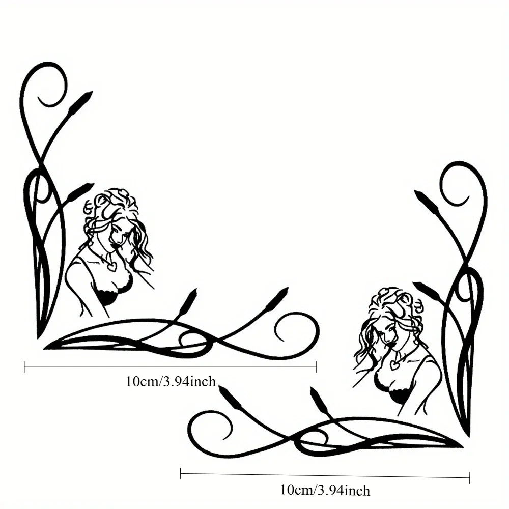 2PCS/SET Graceful Lady Sticker, Floral Accents, Durable, Ideal for Luggage Notebook, Eye-Catching Art Decor