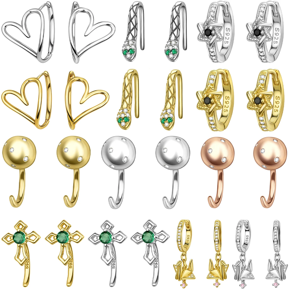 

Минималистичные оригинальные серьги из стерлингового серебра 925 пробы, серьги-кольца со змеиной бумагой и журавлем в форме сердца для женщин, милые изящные ювелирные изделия, подарок