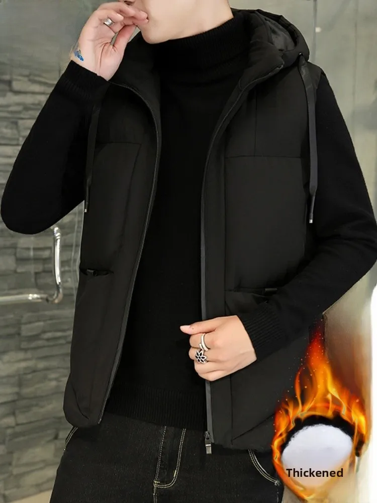 

Мужской зимний пуховый жилет Paul 2025: свободный крой, утепленный, с капюшоном, городской стиль, для молодежи