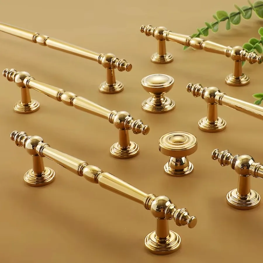 Nordic Solid Brass Handles for Furniture Bright Gold Creative Modeling Cabinet Knobs and Handles Furniture Hardware Fittings