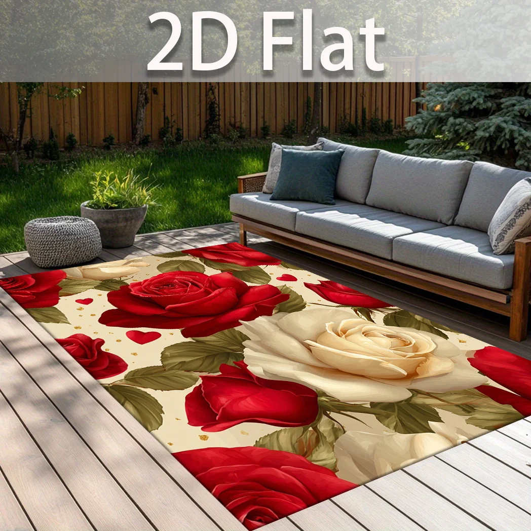 Red Roses Carpet Living Room Large Rug Luxury Floral Bedroom Decor Romantic Area Rugs Sofa Floor Mat Valentine Gift
