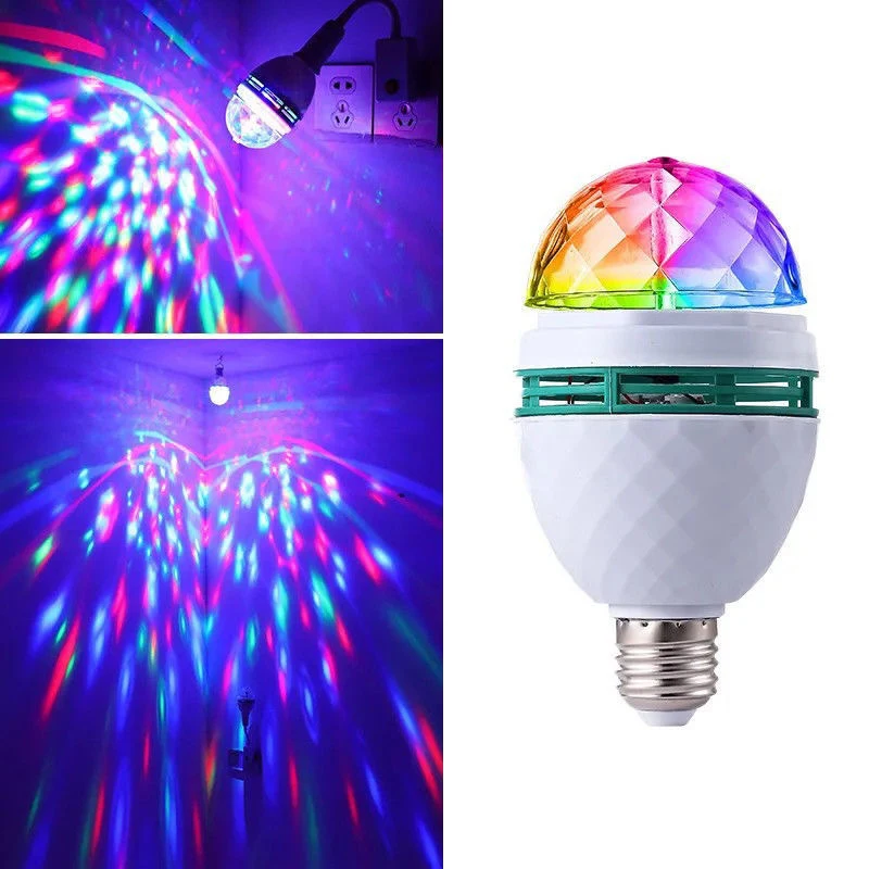 Luz LED de discoteca giratoria automática para escenario, lámpara de ampolla RGB colorida E27, 9W, 6W, decodificación de luz de fiesta para iluminación del hogar