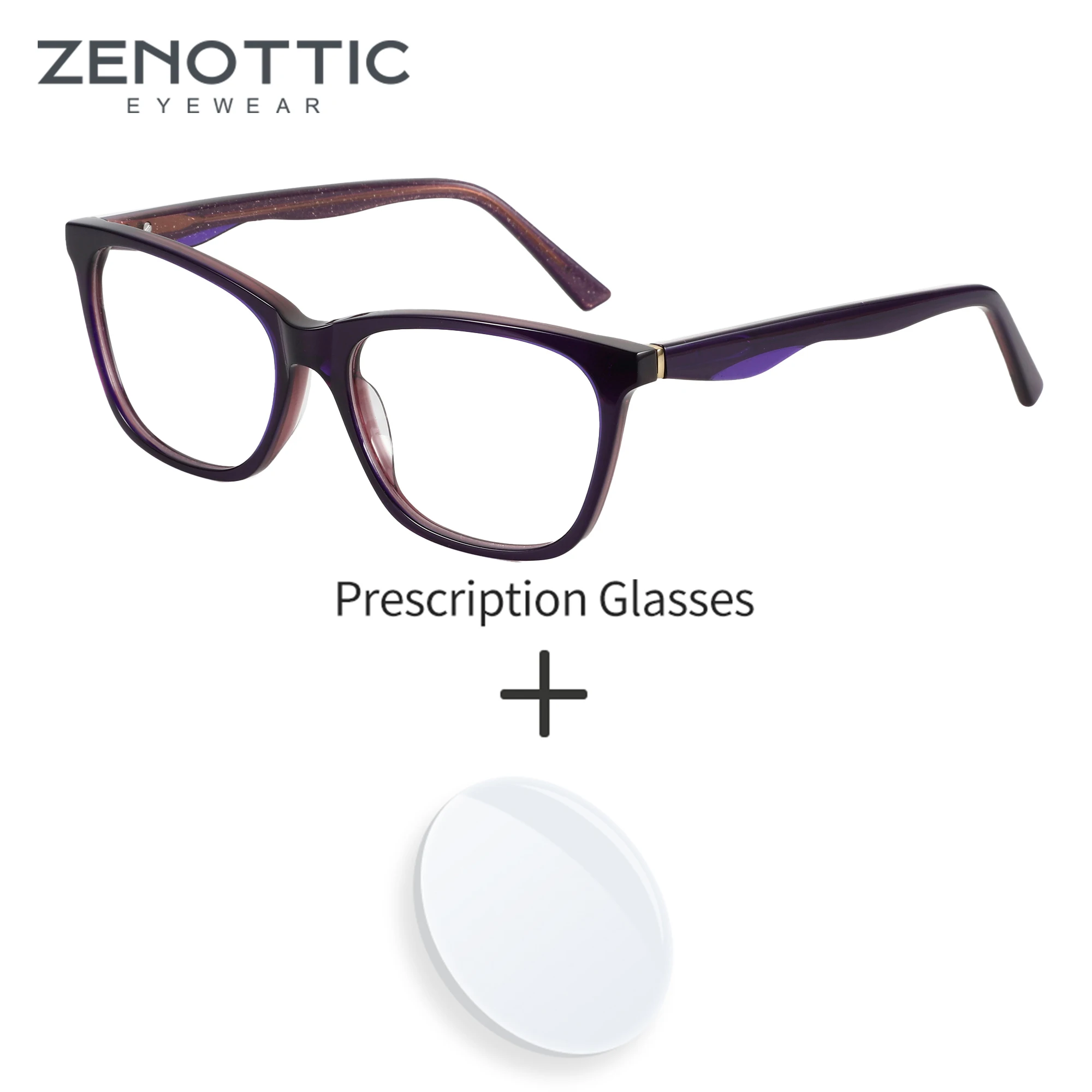 

ZENOTTIC Trend Acetate Prescription Glasses Women Myopia/Progressive Eyewear Fashion Square Optical Eyeglasses A23307