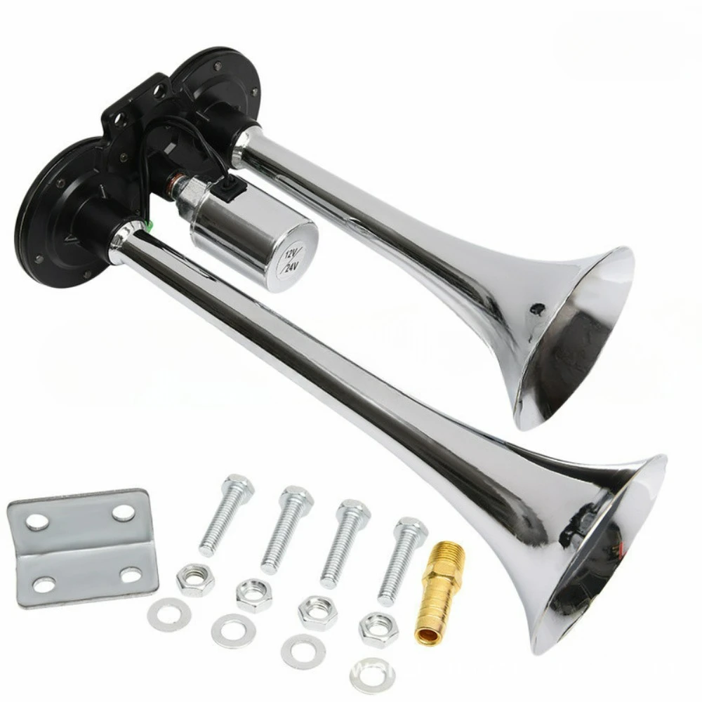 12V/24V Universal 600DB Loud Car Air Horn Train  Truck Boat Dual   Trumpet Super  for Auto Sound Signal